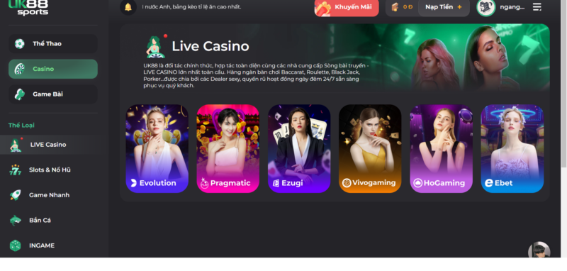 Live casino tại nhà cái UK88 với vô vàn ưu điểm nổi bật