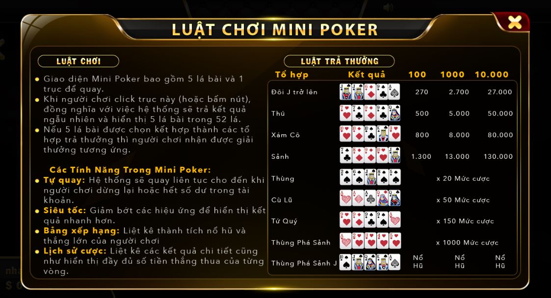 Khám phá Mini Poker tại nhà cái UK88 vip