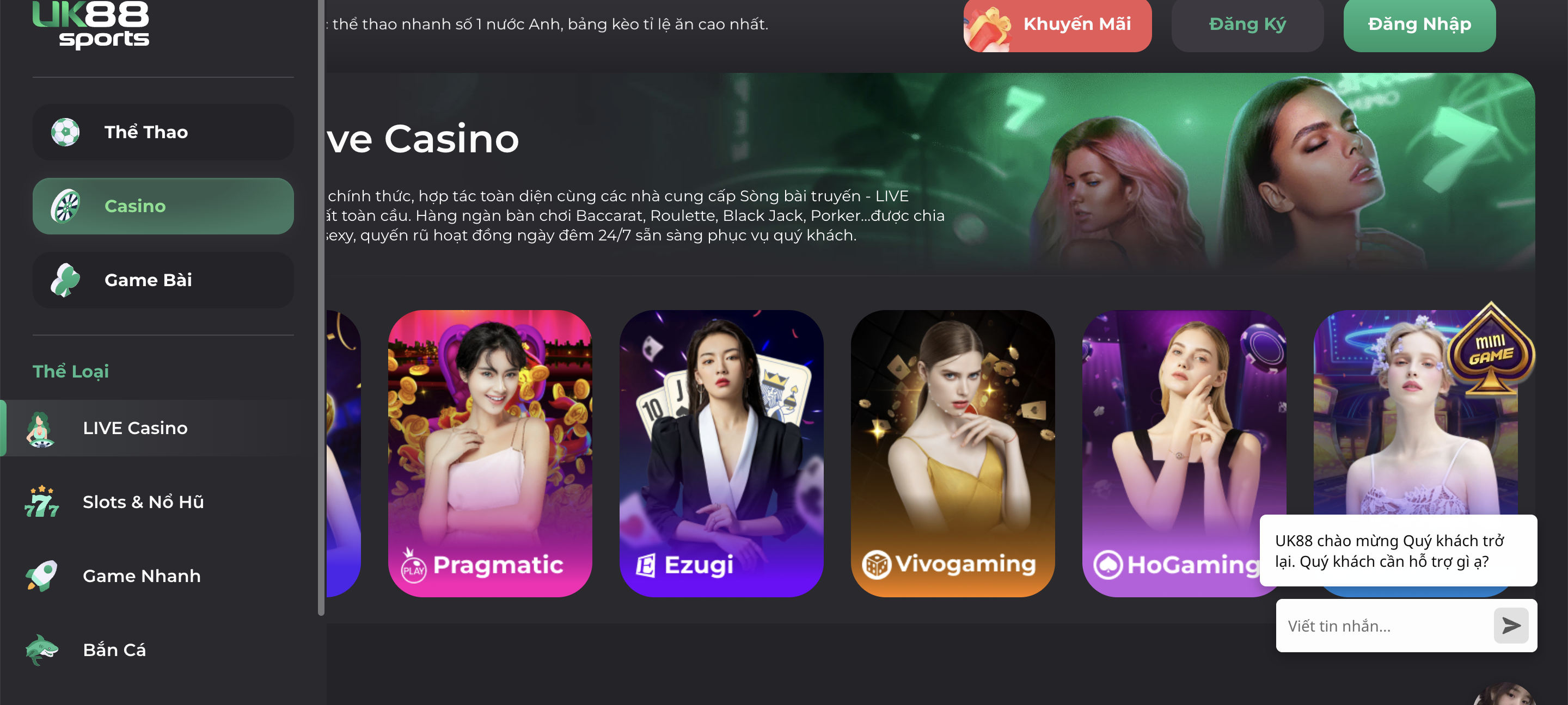Live casino là một danh mục bao gồm các tựa game bài online nổi tiếng
