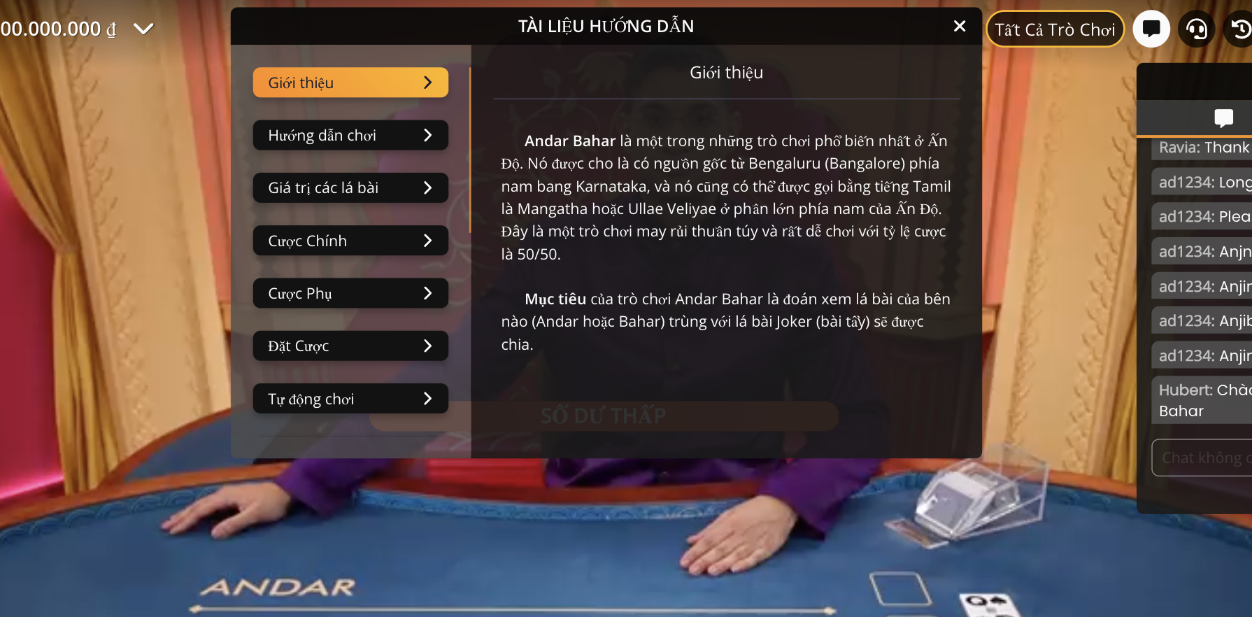 Trò chơi Andar Bahar ở UK88 VIP cũng có những yêu cầu về luật. 